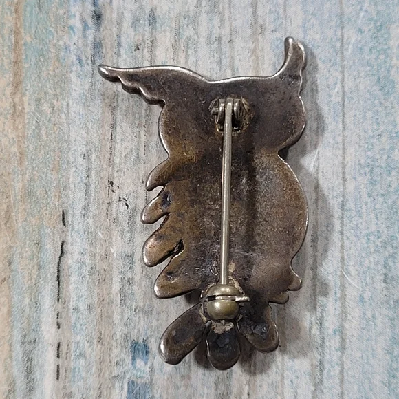 Vintage Owl Turquoise Eyes Pin/Brooch. - Picture 3 of 8